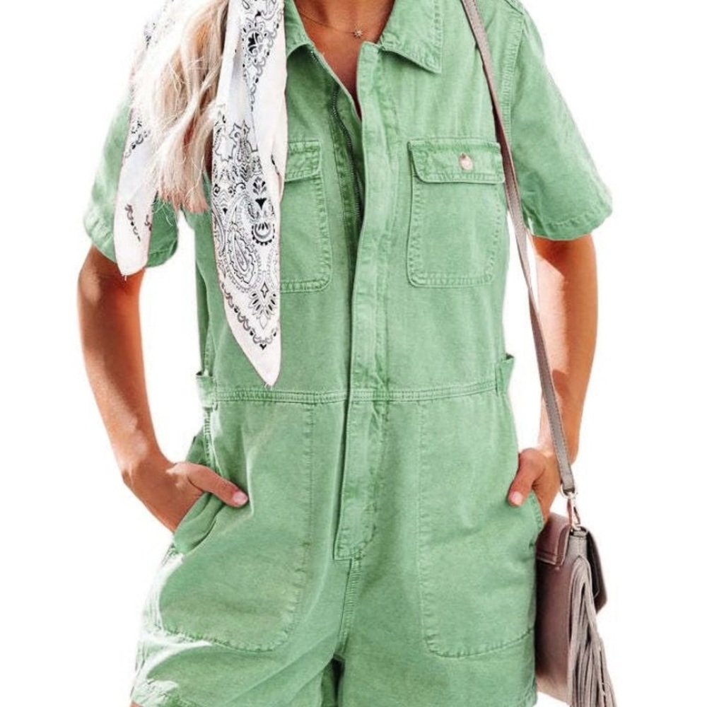 Green Short Sleeve Jumpsuit